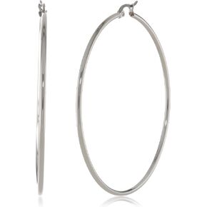 Amazon Essentials Stainless Steel Rounded Tube Hoop Earrings (60mm)