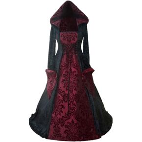 Women's Renaissance Medieval Costume Dress Lace Up Lrish Over Long Dresses Cosplay Retro Gown 2pcs Set