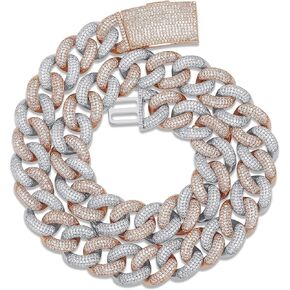 JINAO Hip Hop 14K Gold Filled Miami Cuban Link Chains Necklace 6 Times Gold Plated Iced Out Paved Bling Round CZ for Men