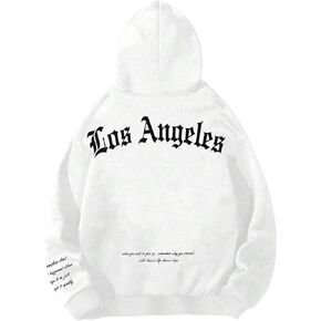 SHENHE Men's Graphic Hooded Sweatshirt Oversized Letter Print Casual Hoodie Pullover