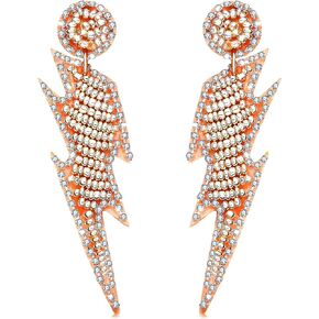 Beaded Lightning Earrings for Women Statement Lightning Bolt Dangle Earrings Sparkling Rhinestone Bead Drop Earrings Holiday Party Gifts