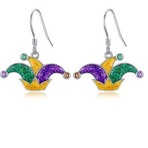 Mardi Gras Mask/Hat Dangle Earrigs Sterling Silver Fun Mardi Gras Jewelry Gift for Women