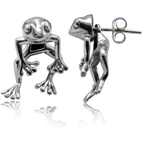 Silvershake 2 Piece Frog 925 Sterling Silver Dangle Post Earrings