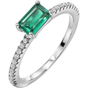 S925 4x6mm Lab-created Emerald Engagement Ring Sterling Silver Ring Cubic Zirconia Fine Jewelry For Women