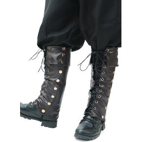 Pirate Boot Covers with Studs Medieval Renaissance PU Leather Halloween Costume Boots Tops Men