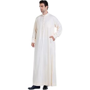 Men's Muslim Clothes Long Sleeve Thobes Middle East Saudi Arab Kaftan Islamic Abaya Dress Dubai Robes National costume