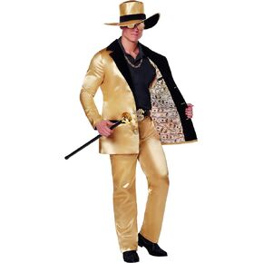 Spirit Halloween Adult Gold Pimp Costume | Pimp Cosplay | Gold Suit | Prop Not Included