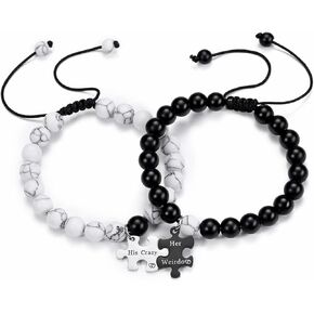 PESOENTH مطابقة الأساور الكريستال للأزواج لها غريب الأطوار له لغز مجنون وعد الأساور له ولها هدية عيد ميلاد الذكرى السنوية لعيد الحب لصديقها صديقة in Kuwait