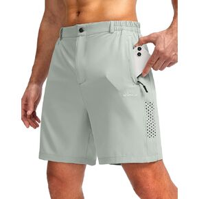 Pudolla الرجال المشي لمسافات طويلة السراويل البضائع 7 '' شورت السفر للرجال الصيف السراويل العمل الرياضية عارضة مع جيوب سستة in Kuwait