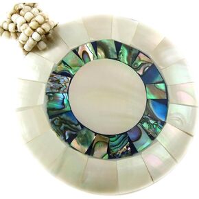 Natural Abalone Shell, Mother of Pearl Pendant 19 Inches Beads necklace Handmade Jewelry AA192