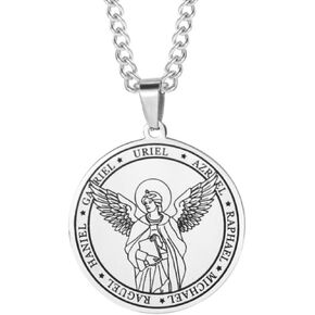 Jude Jewelers Stainless Steel The Seven Archangels Medallion Occult Amulet Pendant Necklace