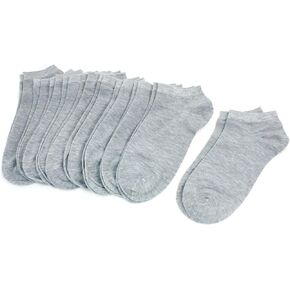 Allegra K 10 Pairs Pure Stretchy Low Cut Ankle Socks Hosiery Gray for Men