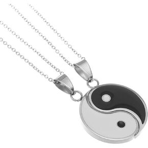 2pcs Yin Yang Matching Couples Puzzle Pendant Necklace Stainless Steel Sun and Moon for His and Hers Lover Best Friends Friendship Jewelry