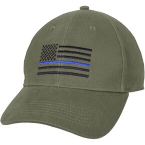 Rothco Thin Blue Line Flag Low Profile Cap, Olive Drab