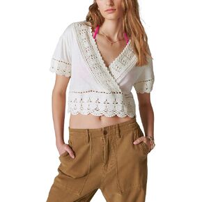 Lucky Brand Women's V Neck Crochet Top in Saudi Arabia