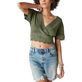 Lucky Brand Women's V Neck Crochet Top in Kuwait