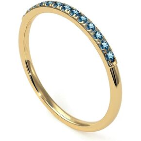 Gemsonclick Choose Your Color Gemstone Eternity Stacking Engagement Ring Gold Plated Vintage Style Promise Band Round Cut Birthstone Ring Gift Jewelery for Women Girls Size 4,5,6,7,9,11,12