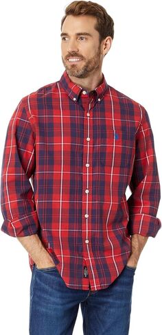 U.S. POLO ASSN. Long Sleeve Yarn-Dye Poplin Large Plaid Woven Shirt in Saudi Arabia