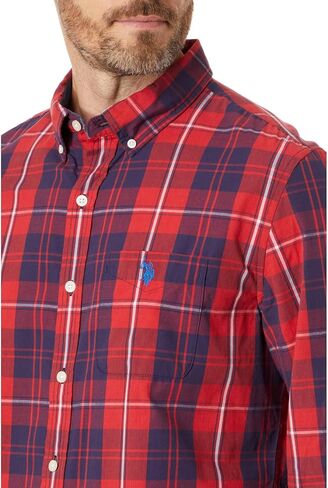 U.S. POLO ASSN. Long Sleeve Yarn-Dye Poplin Large Plaid Woven Shirt in Saudi Arabia