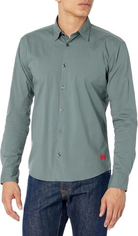 HUGO Men's Slim Fit Long Sleeve Button Up Shirt with Kent Collar in Saudi Arabia