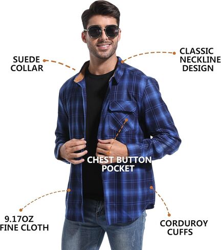 قمصان APWKL رجالية كاجوال بأكمام طويلة وأزرار سفلية من الفلانيل مع جيب in Kuwait