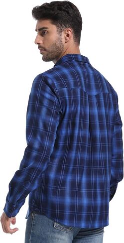 قمصان APWKL رجالية كاجوال بأكمام طويلة وأزرار سفلية من الفلانيل مع جيب in Kuwait