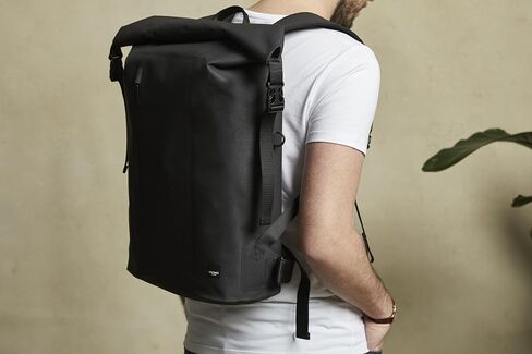 حقيبة ظهر KNOMO Cromwell Rolltop مقاس 16 بوصة مقاومة للماء للكمبيوتر المحمول، حقيبة ظهر للسفر مقاومة للماء، حقيبة نهارية كاجوال للاستخدام في الهواء الطلق، أسود in Kuwait