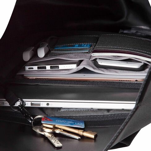 حقيبة ظهر KNOMO Cromwell Rolltop مقاس 16 بوصة مقاومة للماء للكمبيوتر المحمول، حقيبة ظهر للسفر مقاومة للماء، حقيبة نهارية كاجوال للاستخدام في الهواء الطلق، أسود in Kuwait