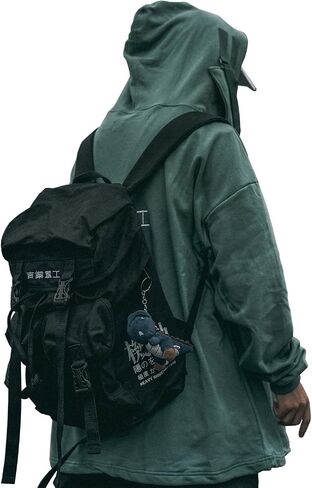 حقيبة ظهر للكمبيوتر المحمول للسفر Techwear Streetwear مضادة للسرقة، حقيبة نهارية رفيعة، حقيبة كمبيوتر متينة وتناسب الكمبيوتر المحمول مقاس 15 بوصة (أسود) in Saudi Arabia
