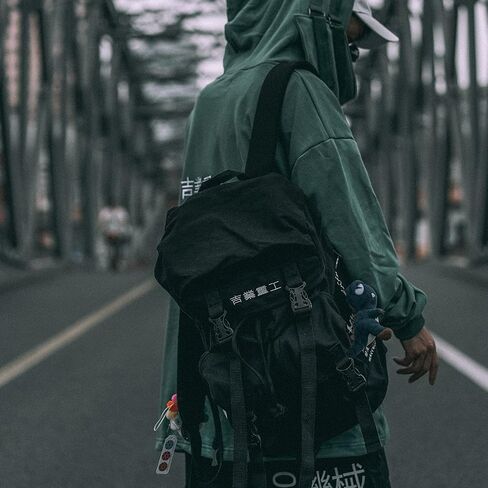 حقيبة ظهر للكمبيوتر المحمول للسفر Techwear Streetwear مضادة للسرقة، حقيبة نهارية رفيعة، حقيبة كمبيوتر متينة وتناسب الكمبيوتر المحمول مقاس 15 بوصة (أسود) in Saudi Arabia