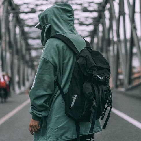 حقيبة ظهر للكمبيوتر المحمول للسفر Techwear Streetwear مضادة للسرقة، حقيبة نهارية رفيعة، حقيبة كمبيوتر متينة وتناسب الكمبيوتر المحمول مقاس 15 بوصة (أسود) in Saudi Arabia