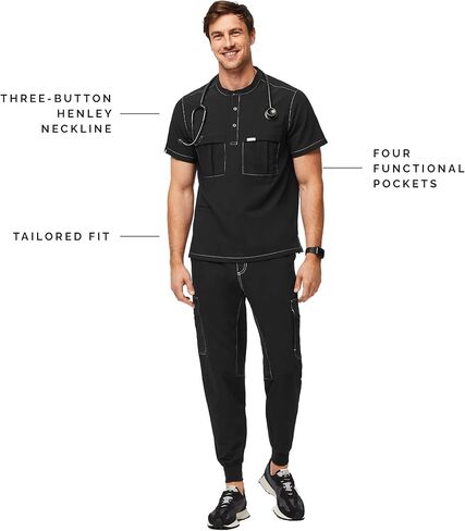 قميص FIGS Milot Cargo Scrub للرجال - مقاس كلاسيكي، 4 جيوب، مضاد للتجاعيد، مقشر رجالي قابل للتمدد في 4 اتجاهات - حصريًا لأمازون in Kuwait