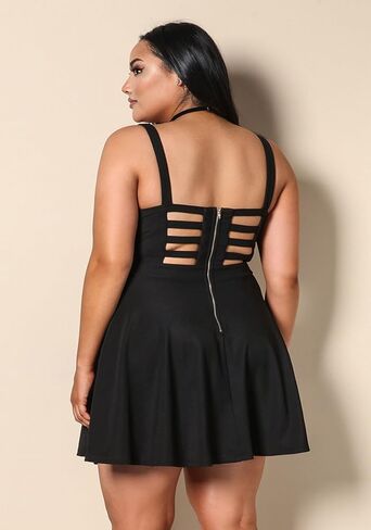 فساتين ROSIANNA نسائية قصيرة بدون أكمام على شكل قلب بدون أكمام بمقاس كبير مع أشرطة سباغيتي in Kuwait