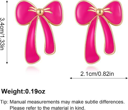 YUJIE Gold Bow Earrings for Women Teen Pink Bowtie Dainty Long Tassel Drop Stud Trendy Statement Jewelry Gift in Kuwait