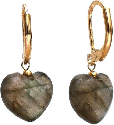 Gempires Heart Dangle Earring, Small Puffed Heart Danglers, Gemstone Drop Earring, Lightweight, Daily and Occasion Wear, 14k Gold Plated Jewelry, Gift for Girls and Teens in Saudi Arabia