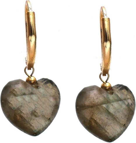 Gempires Heart Dangle Earring, Small Puffed Heart Danglers, Gemstone Drop Earring, Lightweight, Daily and Occasion Wear, 14k Gold Plated Jewelry, Gift for Girls and Teens in Saudi Arabia