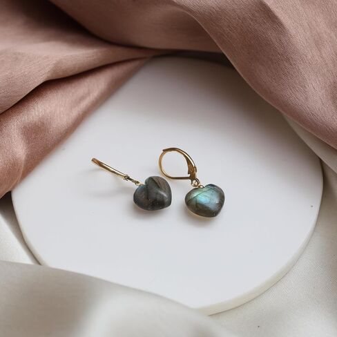 Gempires Heart Dangle Earring, Small Puffed Heart Danglers, Gemstone Drop Earring, Lightweight, Daily and Occasion Wear, 14k Gold Plated Jewelry, Gift for Girls and Teens in Saudi Arabia