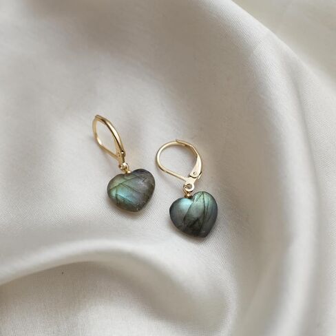 Gempires Heart Dangle Earring, Small Puffed Heart Danglers, Gemstone Drop Earring, Lightweight, Daily and Occasion Wear, 14k Gold Plated Jewelry, Gift for Girls and Teens in Saudi Arabia