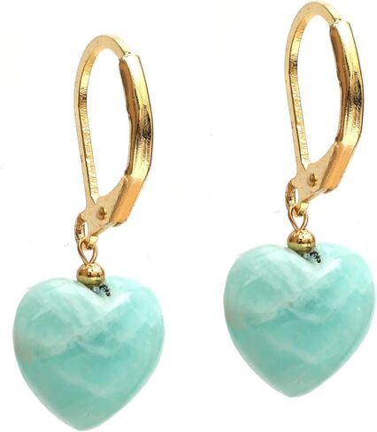 Gempires Heart Dangle Earring, Small Puffed Heart Danglers, Gemstone Drop Earring, Lightweight, Daily and Occasion Wear, 14k Gold Plated Jewelry, Gift for Girls and Teens in Kuwait