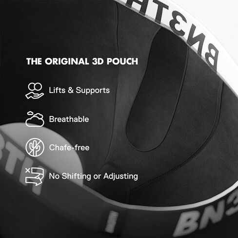 BN3TH Men's Classic Trunk Athletic Boxers - Breathable and Anti-Chafing Underwear with Our Patented Three-Dimensional MyPakage Pouch, X-Small (2 Pack - Black), (2 Pack - Black), XS in Kuwait