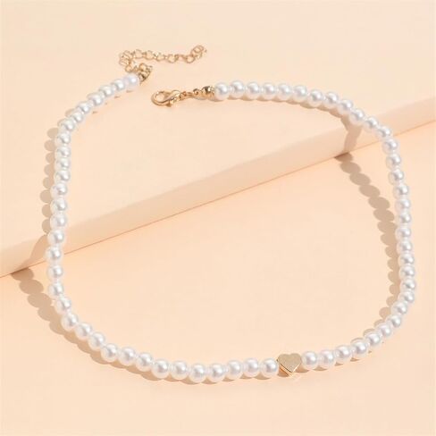 قلادة شيجيرل بوهو من اللؤلؤ على شكل قلب وقلادة من اللؤلؤ الذهبي على شكل قلب وسلسلة مجوهرات من اللؤلؤ للنساء والفتيات in Kuwait
