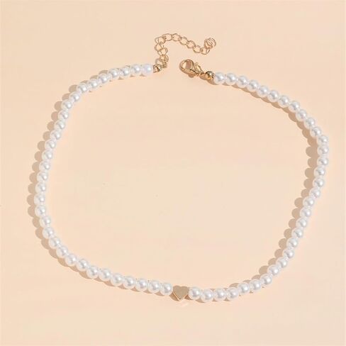 قلادة شيجيرل بوهو من اللؤلؤ على شكل قلب وقلادة من اللؤلؤ الذهبي على شكل قلب وسلسلة مجوهرات من اللؤلؤ للنساء والفتيات in Kuwait