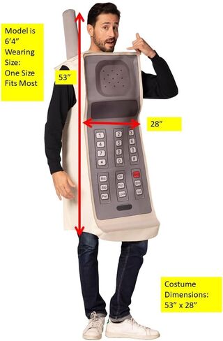 Rasta Imposta Retro Brick Cell Phone Costume Cellular Wireless Mobile Digital Telephone Dress Up Cosplay Party Costumes, Adult One Size in Saudi Arabia