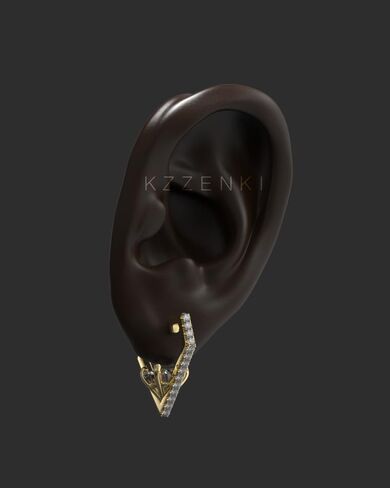 KZZENKI Gold Huggie Hoop Earrings for Women Men, Diamond Shaped Cubic Zirconia Earrings Trendy Jewelry in Saudi Arabia