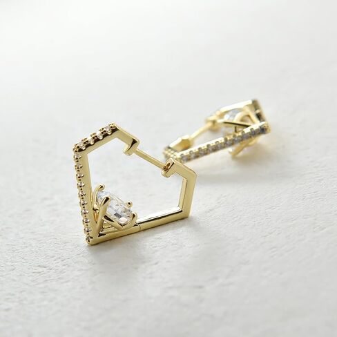 KZZENKI Gold Huggie Hoop Earrings for Women Men, Diamond Shaped Cubic Zirconia Earrings Trendy Jewelry in Saudi Arabia