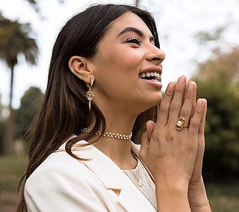 GUEMER Gold Dainty Huggie Hoop Earrings 14K Gold Filled Simple Charm Evil Eye Earrings Open Drop Dangle Cross Coin Star Venice Snake Chain Hypoallergenic Tassel Earrings for Women in Saudi Arabia