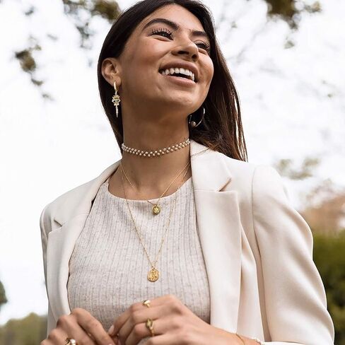 GUEMER Gold Dainty Huggie Hoop Earrings 14K Gold Filled Simple Charm Evil Eye Earrings Open Drop Dangle Cross Coin Star Venice Snake Chain Hypoallergenic Tassel Earrings for Women in Saudi Arabia
