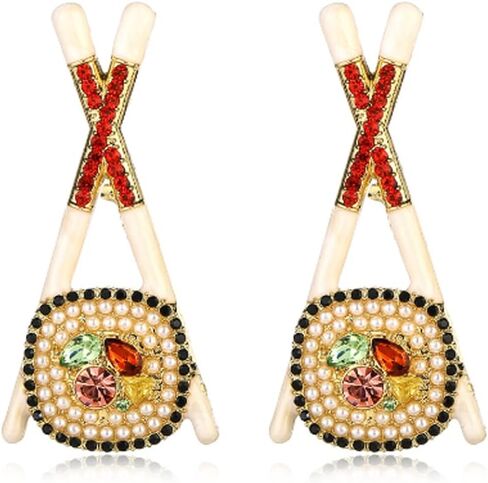 Womens Sushi Novelty Unique Fun Japanese Asian Themed Style Sparkle Cute Pretty Dangle Stud Earrings in Kuwait