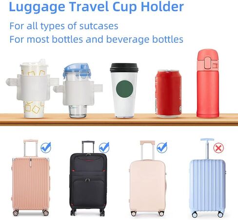 حامل أكواب لمقبض الأمتعة، حامل شرب حرر يديك في رحلة، حجم قابل للتعديل يناسب جميع مقابض الحقائب in Kuwait