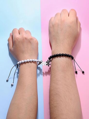 PESOENTH مطابقة الأساور الكريستال للأزواج لها غريب الأطوار له لغز مجنون وعد الأساور له ولها هدية عيد ميلاد الذكرى السنوية لعيد الحب لصديقها صديقة in Kuwait